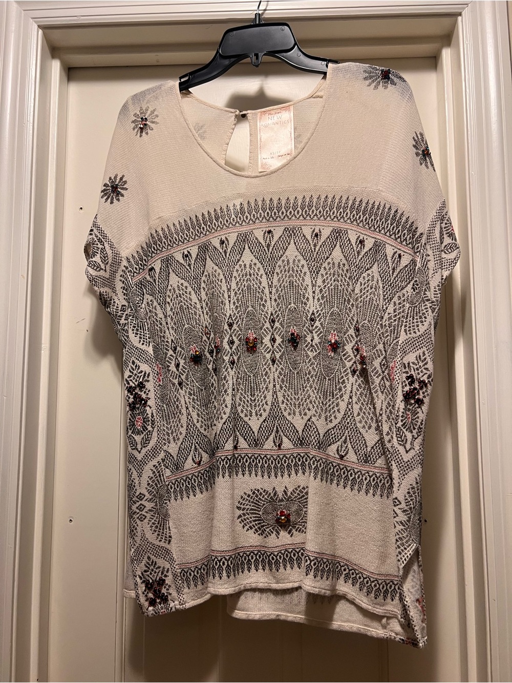 Free People New Romantics Embellished Poncho Top